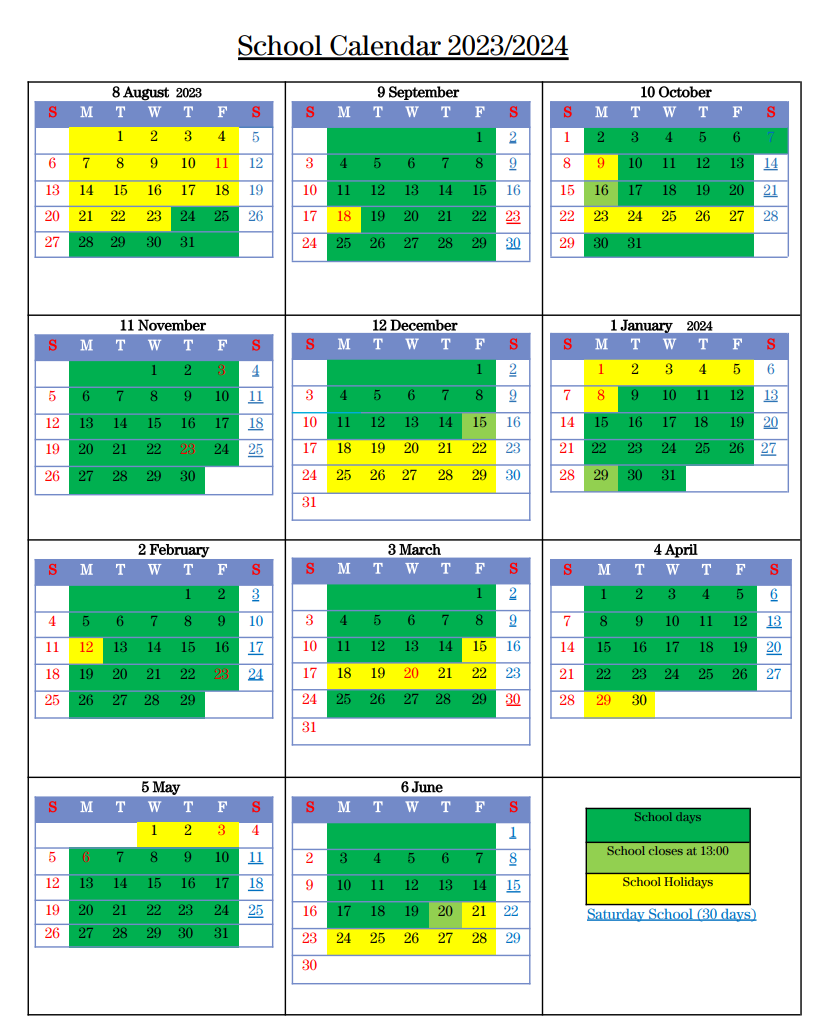2023/2024 School Calendar